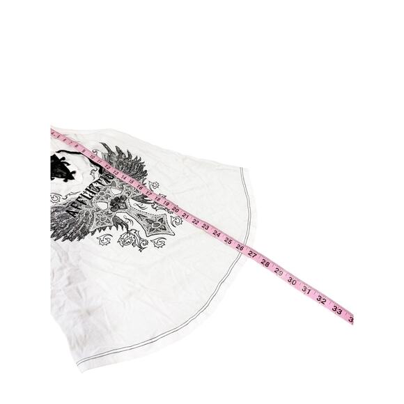 Affliction Rhinestone Sparkle Lace Front Black White Lace Graphic Tank Top XL - Picture 6 of 6